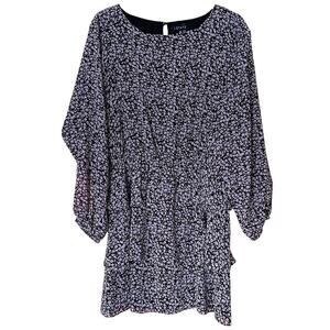 1. STATE Ditsy Floral Tiered Chiffon Mini Dress Blouson Top Sheer Sleeves Size M